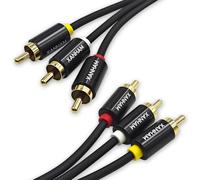 XANHAM 3RCA to 3RCA Cable 3.3 Feet Gold-Plated Contacts 3 RCA Male to Male Audio Cable for Speaker, Hi-Fi Systems, Home Theater, HDTV, etc.