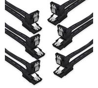 XANHAM 6-Pack 18 Inch SATA Cable, SATA III Cable 6Gbps 90 Degree Righe Angle to 180 Degree for SATA HDD, SSD, CD Driver, CD Writer, Black