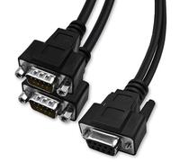XANHAM DB9 Y Splitter 1.5 Feet 1 Female to 2 Male 9 Pin Straight Through RS232 Serial Cable Splitter, Double Shielded(Metal Braiding&AL-foil), Black, SC902FMM05