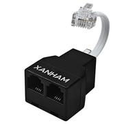 XANHAM Phone Cable 2 Way Splitter RJ11 6P4C Telephone Line Cord Adapter with 3 inch Cable for Landline Phone Wire, Black, AV01203