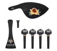 XANHOY 1 Set Full Size Violin Accessories Violin Peg Endpin Ebony Violin Tailpiece Violin Tuner Pegs Chin Rest Tuning Pegs Tool