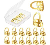 XANHOY 12 Pieces Stainless Steel Guitar Finger Picks, Golden Color Adjustable Metal Finger Thumb Picks Pack For Guitar, Banjo