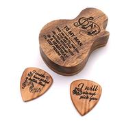 XANHOY 3 Pcs Handmade Wooden Guitar Pick Holder and Picks Waterproof Guitar Picks Storage Box for Music Lovers