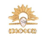XANHOY 3pcs/Set Minimalist Set 18K Gold Color Plated Adjustable Size Stacked Rings for Women Fashion Party Jewelry