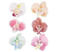 XANHOY 6pcs Orchids Hair Clip Fabric Flower Duckbill Clip for Women Beach Wear Vacation Headwear Dressinup Accessories
