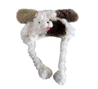 XANHOY Dog Ear Plush Earflap Hat Cold Weather for Festival Party Outfit Winter Thermal Furry Animal Hat with Fleece Lining