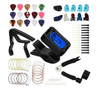 XANHOY Guitar Accessories Guitar Tools Set with Guitar Strings, Bridge Pins, Tuner, Capo, Picks, Fingertip Protectors