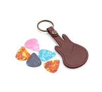 XANHOY Guitar Picks Holder Case with 5 Picks, PU Leather Picks Bag and Picks Carrying Case with Keyring for Guitar Bass Ukulele