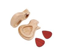 XANHOY Guitar-Shaped Wooden Pick Box Pick Box Storage Cases with Guitar Pick Musical Instrument Accessory