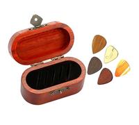 XANHOY Wood Guitar Pick Container Light Weight Guitar Pick Storage Cases Box with 5 Guitar Pick Musical Instrument Accessory