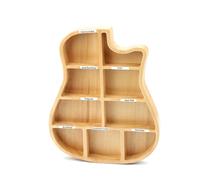 XANHOY Wood Guitar Pick Holder 9 Compartment Guitar Shaped Storage Box Small Item Guitar Accessories Box Easy to Use
