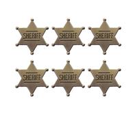 Xanight 6Pcs Sheriff Lapel Pin Badge,Vintage Deputy Mini Star Tie Tacks Pins for Adults Cowboy,Western Cartoon Police Play Props Toy Party Brooches for Children,Hat Shirt Backpack Jackets Tie Tack Pin