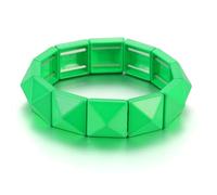 Xanight Gothic Square Pyramid Rivets Spike Elastic Bangle Bracelets,Hip Hop Party Rock Boho Women Wristband,Fashion Stretch Punk Jewelry Neon Colors Optional, Medium, Zinc, no gemstone
