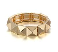 Xanight Gothic Square Pyramid Rivets Spike Elastic Bangle Bracelets,Hip Hop Party Rock Boho Women Wristband,Fashion Stretch Punk Jewelry Neon Colors Optional, Medium, Zinc, no gemstone