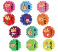 Xanorrg 12Pcs Color Coded Hand Gesture Posters For Classroom Wall Waterproof Educational Decors Enhances Multisensory Learning Educational Classroom Decorations