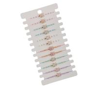 Xanorrg 12Pieces Turtles Pattern Unisex Jewelry Set Flexible Braided Bracelets Featuring Wood Beads Crystal Stones Alloy Part Adjustable Wrist Jewelry