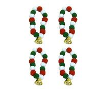 Xanorrg 4Pieces Adjust Plush Collar Pet Necklaces With Pompoms Bells Charm For Cats And Small Dogs Cats Party Jewelry Pet Collar