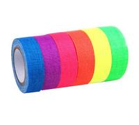 Xanorrg Colorful Fluorescent Cloth Tapes Set 6Rolls Blacklight Reactives Tape Adhesive For Party Supplies Blacklight
