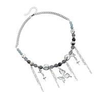 Xanorrg Elegant Beaded Necklace Star Charm Butterfly Stylish Neck Jewelry Fashion Statement For Woman Butterfly Pendant Necklace