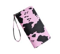 Xanorrg Fashionable PU Cow Pattern Handheld Wallet PU Leather for Shopping and Social Gatherings Cards