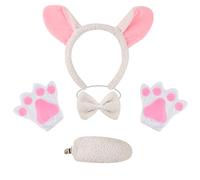 Xanorrg Plush Sheep Costume Set Ear Hair Hoop Soft Gloves Mesh Skirt Tail Bowtie Ear Headband For Halloween Costume Headband Tail Bowtie Gloves Hair Hoop