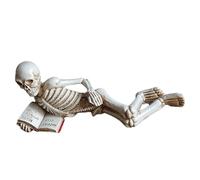Xanorrg Reading Skull Figure Resin Statue Skeleton Reader With Book For Adding Character To Bookshelves And Office Abstract Art Craft