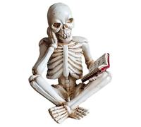 Xanorrg Reading Skull Figure Resin Statue Skeleton Reader With Book For Adding Character To Bookshelves And Office Abstract Art Craft