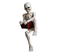 Xanorrg Reading Skull Figure Resin Statue Skeleton Reader With Book For Adding Character To Bookshelves And Office Abstract Art Craft