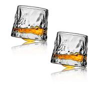 Xanorrg Set of 2 Glasses Rotatable Crystal Glass Cups Clear Drinking Glasses for Cocktail Restaurant Glass Cups