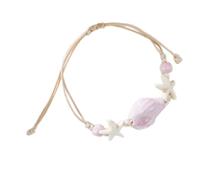 Xanorrg Stylish Marine Inspired Ceramic Star Fish Conch Beaded For Women Handmade Beach Bangle Stackable Jewelry Braided Resin Seashells Jewelry