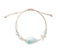 Xanorrg Stylish Marine Inspired Ceramic Star Fish Conch Beaded For Women Handmade Beach Bangle Stackable Jewelry Braided Resin Seashells Jewelry