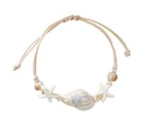 Xanorrg Stylish Marine Inspired Ceramic Star Fish Conch Beaded For Women Handmade Beach Bangle Stackable Jewelry Braided Resin Seashells Jewelry