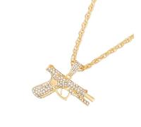 Xanorrg Trendy Assault Rifles Necklace With Premium Cubic Zirconia Stones For Unique Styles Hipsters Streetwear Diamonds Accessory Lightweight Trendy Pendant Jewelry