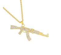 Xanorrg Trendy Assault Rifles Necklace With Premium Cubic Zirconia Stones For Unique Styles Hipsters Streetwear Diamonds Accessory Lightweight Trendy Pendant Jewelry