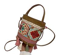 Xanorrg Vintage TasselEmbroidery Shoulder Bag Retro Ethnic Crossbody For Women Girl Large Capacity Bucket Vintage