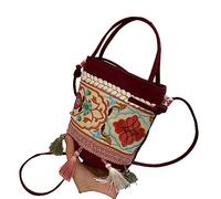 Xanorrg Vintage TasselEmbroidery Shoulder Bag Retro Ethnic Crossbody For Women Girl Large Capacity Bucket Vintage