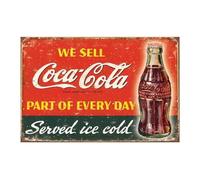 Xanovir Coke Tin Sign Metal Poster Vintage Wall Decor, We Sell Coca Cola Served Ice Cold, for Pub Restaurants Cafe Club Plaque Man Cave Wall 8x12 Inch