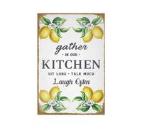 Xanovir Kitchen Tin Sign Lemon Metal Poster Vintage Wall Art Décor, Gather in Our Kitchen, Funny Decorations for Home Dining Room Farmhouse Cooking Plaque 8x12 Inch