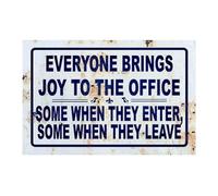 Xanovir Retro Funny Office Tin Sign Metal Poster Vintage Wall Décor, Everyone Brings Joy to this Office, Humor Wall Art Decor Gifts for Home Bar Farm Room Garden Plaque 8x12 Inch