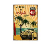 Xanovir Retro Tin Sign Vintage Beach Metal Poster, Los Angeles California Route 66, Wall Art Decor Cute Decorations Gifts for Home Bar Farm Room Garden Plaque 8x12 Inch