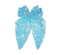 Xansema Big Glitter Hair Bows for Women Girls, Sequin Large Long Cheer Bow Hair Clip Style Hair Accessories (Light Blue)