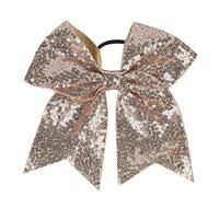 Xansema Hair Bows for Women Girls Kids Teens Sequin Elastic Hair Band Large Cheer Bow Ponytail Holder Hairband (Light Gold)