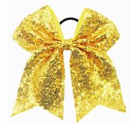 Xansema Sequin Hair Bows Elastic Large 16.5cm Women Girls Kids Teens Yellow