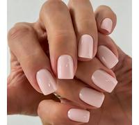 Xanthelle 24-Piece Set, Press on Nails, Short Square-Round Design, Eco-Friendly Quick Stick-On False Nails, Artificial Nails Kit with Accessories, Light Pink Short