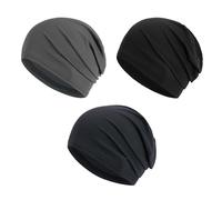 Xanthelle Beanie, Beanie Ladies and Gentlemen for Summer, Sleep Cap and Headwear, 3 Beanies in Black Grey Navy, Hats & Caps for Every Day and Chemo