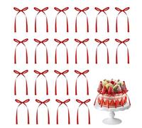 Xanthelle Cake Decorations, 20 Piece Red Bow Cake Toppers, Cake Decoration Bows for Women's Birthday & Wedding, Cupcake Decoration Bow Party