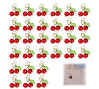 Xanthelle Charms, 30 Pieces of Red Cherry Mini Pearl Charms, Cute Glass Fruit Beads for Earrings, Bracelets, Necklaces, DIY Jewellery Crafting for Girls