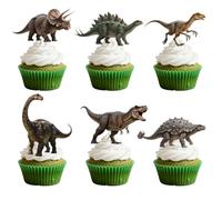 Xanthelle Dino Cake Decoration, 36 Dinosaur Cupcake Toppers & Dino Cake Decorations, Dinosaur Birthday Décor, Party Favors and Dino Party Decorations