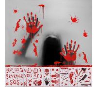 Xanthelle Halloween Decoration, Window Pictures & Stickers for Indoor and Outdoor use, Scary Halloween Stickers, Bloody Handprint & Footprint Decoration for Windows, Doors