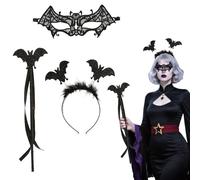 Xanthelle Halloween Hairband, Bat Costume Accessories for Women, Headband, Eye Mask, Wand Set for Halloween Parties, Masquerades